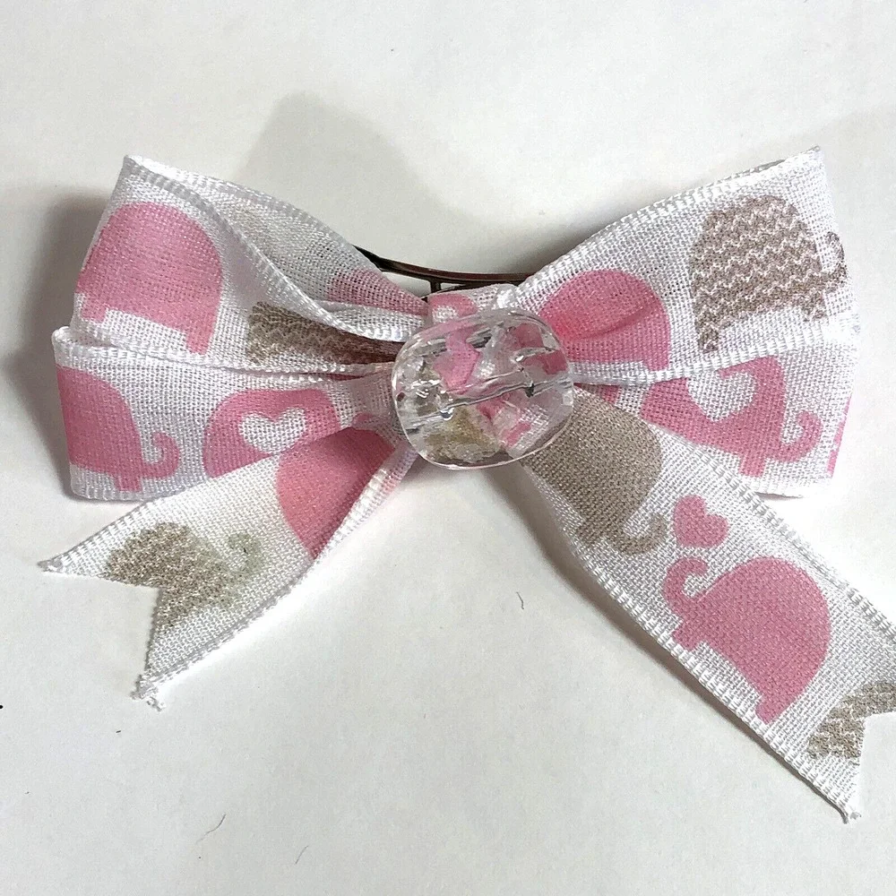Elephant Hair Clip Barrette Lot Ribbon Bow Trendy New Coquette Pink Purple